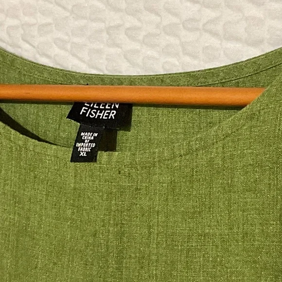 Eileen Fisher classic green linen sleeveless dress - Picture 2 of 3